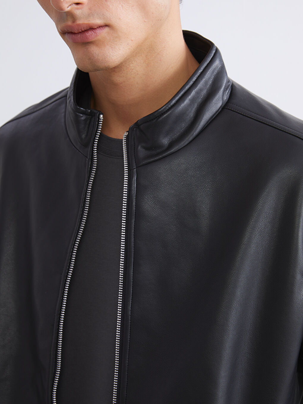 Мужчины Черный Пальто из искусственной кожи-3