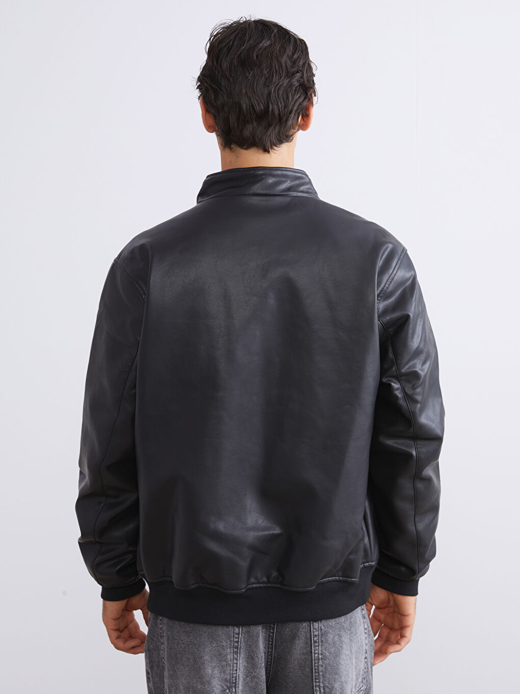 Мужчины Черный Пальто из искусственной кожи-4