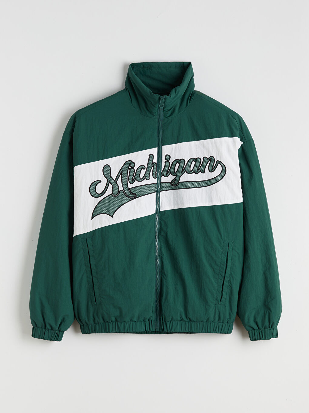 Relaxed Fit Stand-Collar Printed Men's Jacket-3