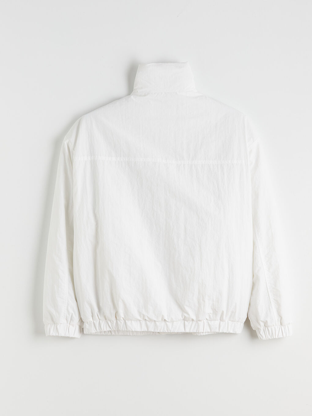 Beyaz Rahat Kalıp Dik Yaka Erkek Mont-6