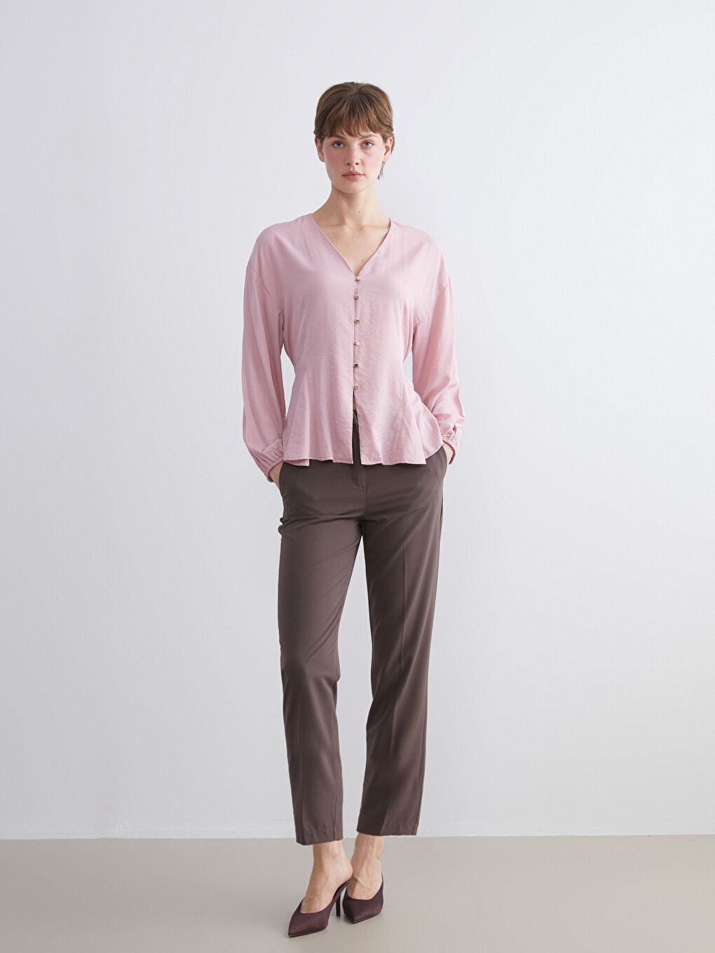 Женщины Коричневый Брюки