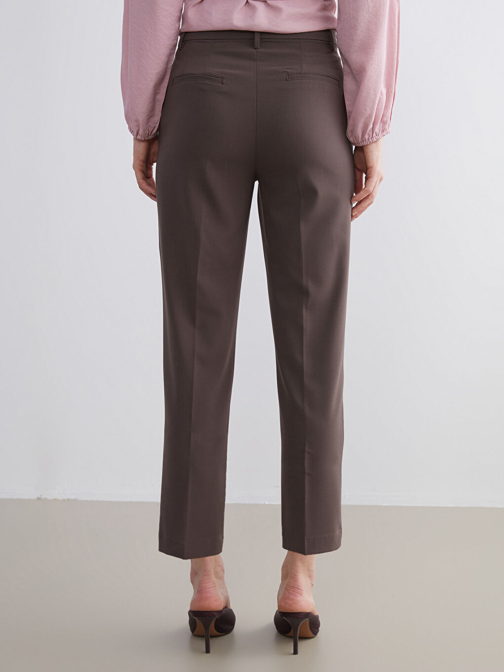 Женщины Коричневый Брюки-3