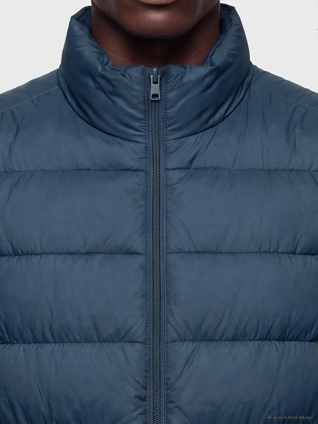 Lacivert Slim Fit Dik Yaka Erkek Şişme Yelek-2