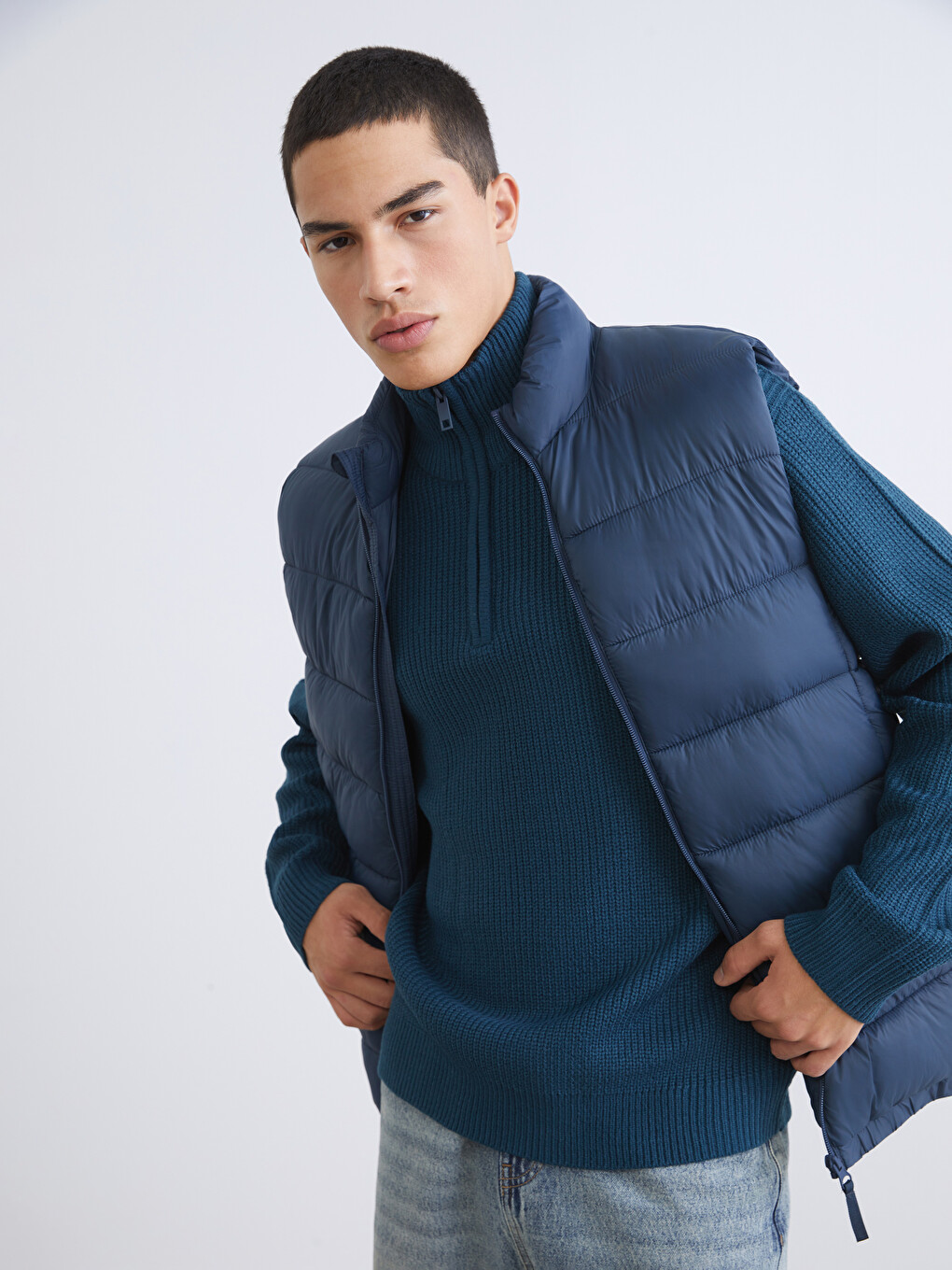 Slim Fit Stand Collar Men's Padded Vest