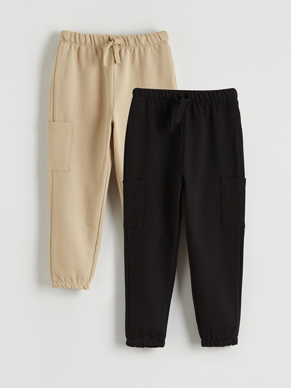 Siyah Beli Lastikli Erkek Çocuk Jogger Eşofman Altı 2'li