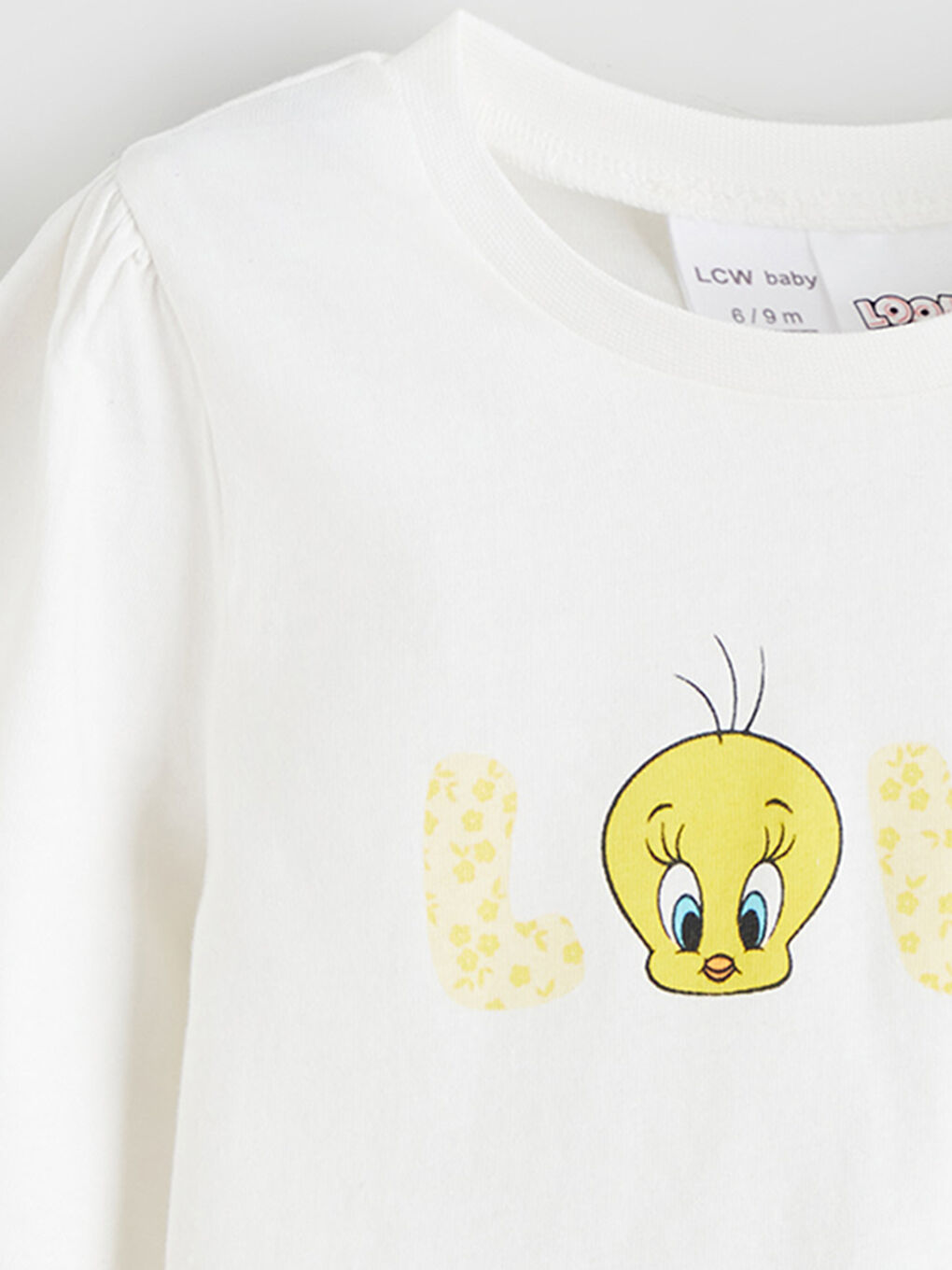 Ekru Tweety Baskılı Kız Bebek Uzun Kollu Tişört-2