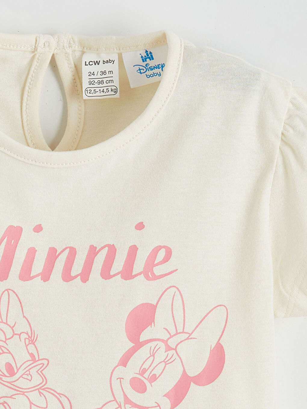 Ekru Minnie Mouse Baskılı Kız Bebek Tişört-2
