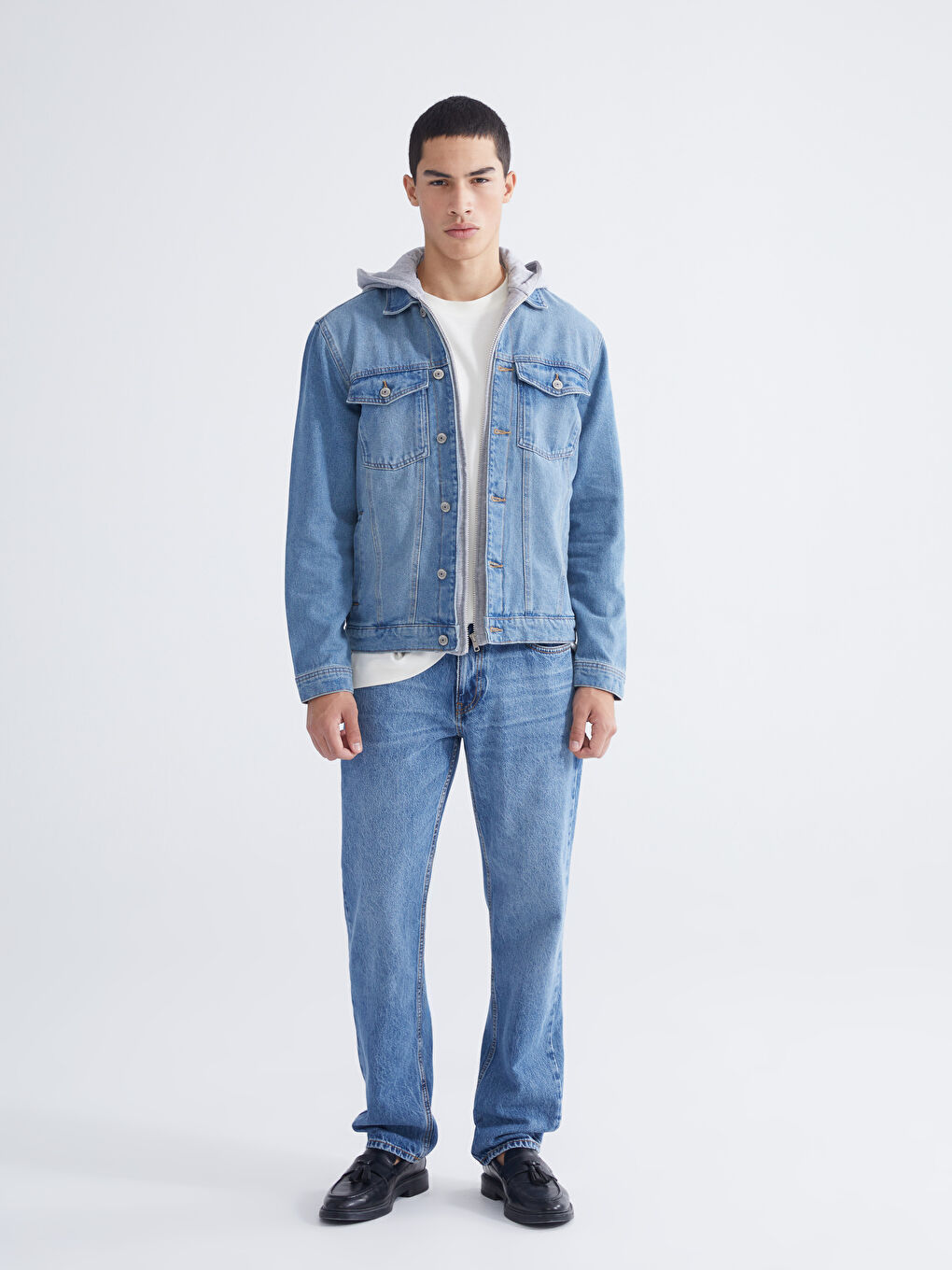 Мужчины Индиго Джинсовка-1