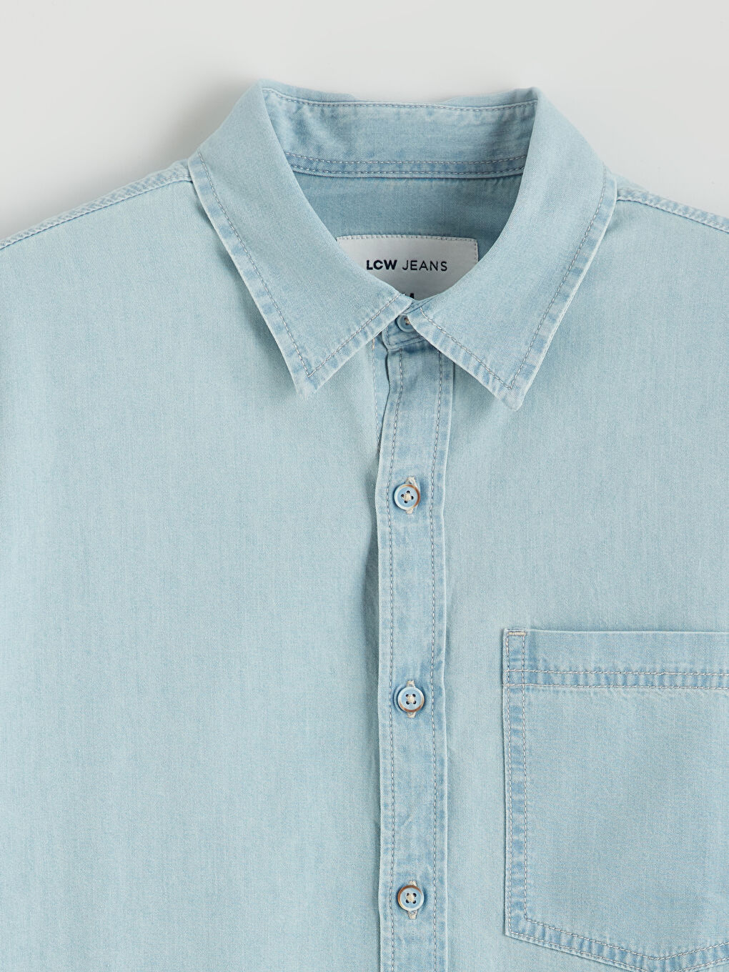 Regular Fit Short Sleeve Men's Denim Shirt-5