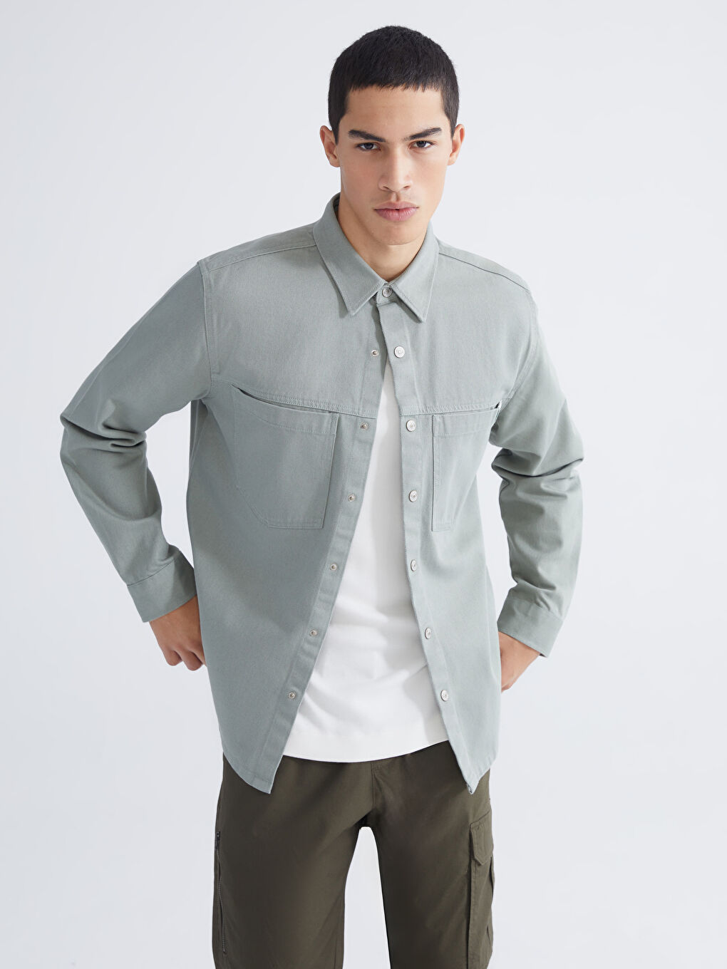 دينيم قميص كاكي رجل