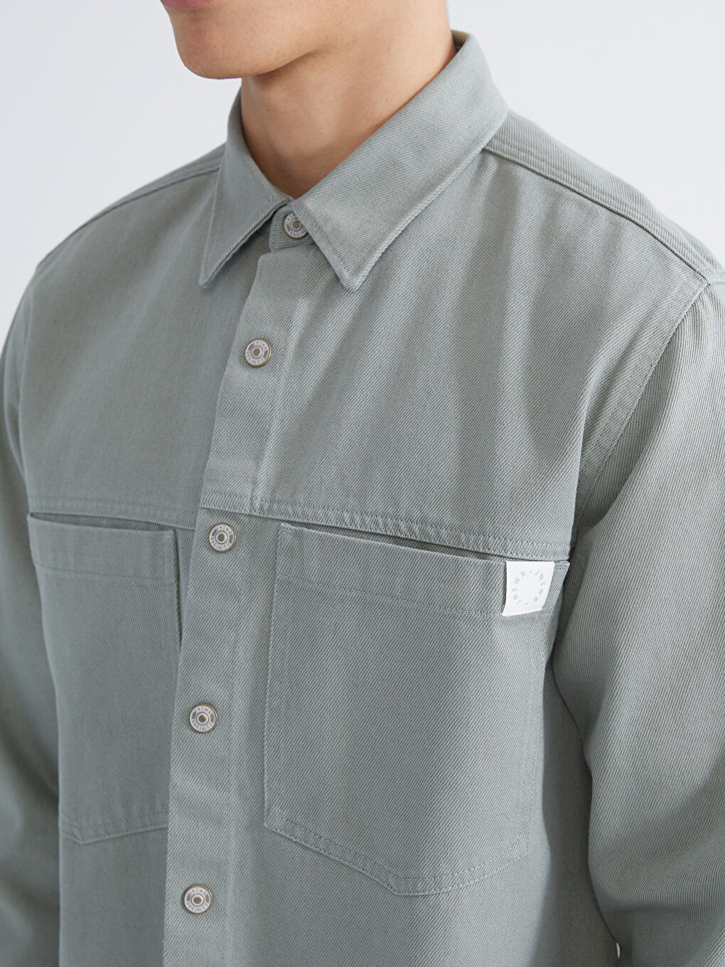 دينيم قميص كاكي رجل-2