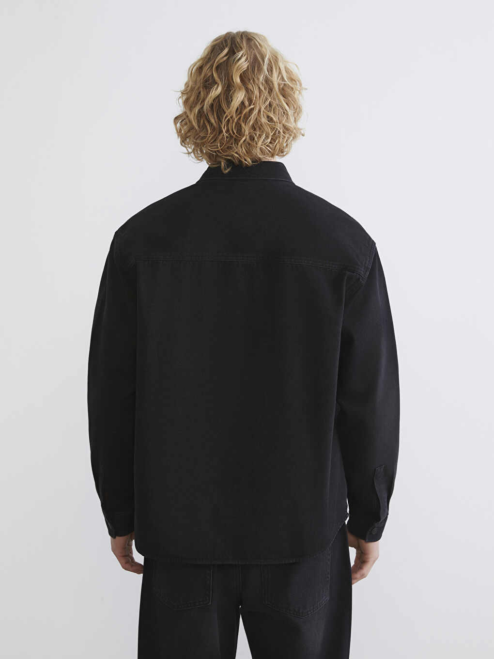 دينيم قميص أسود رجل-3