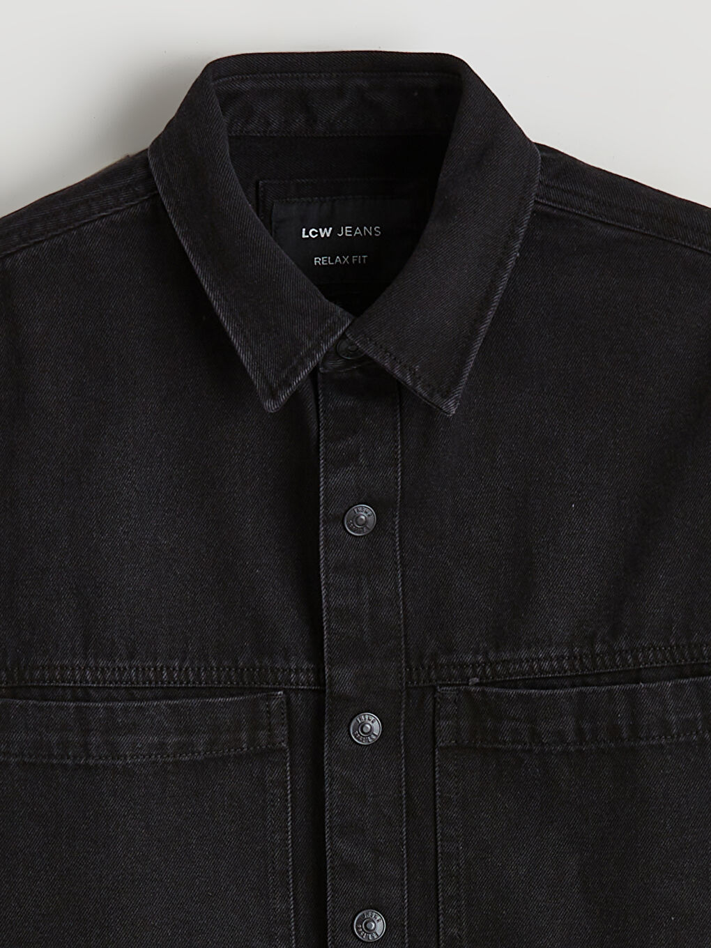 دينيم قميص أسود رجل-5