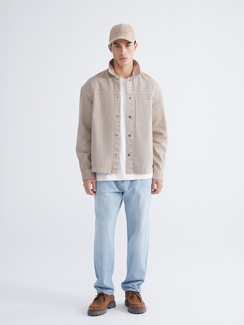 دينيم قميص بني رجل-1