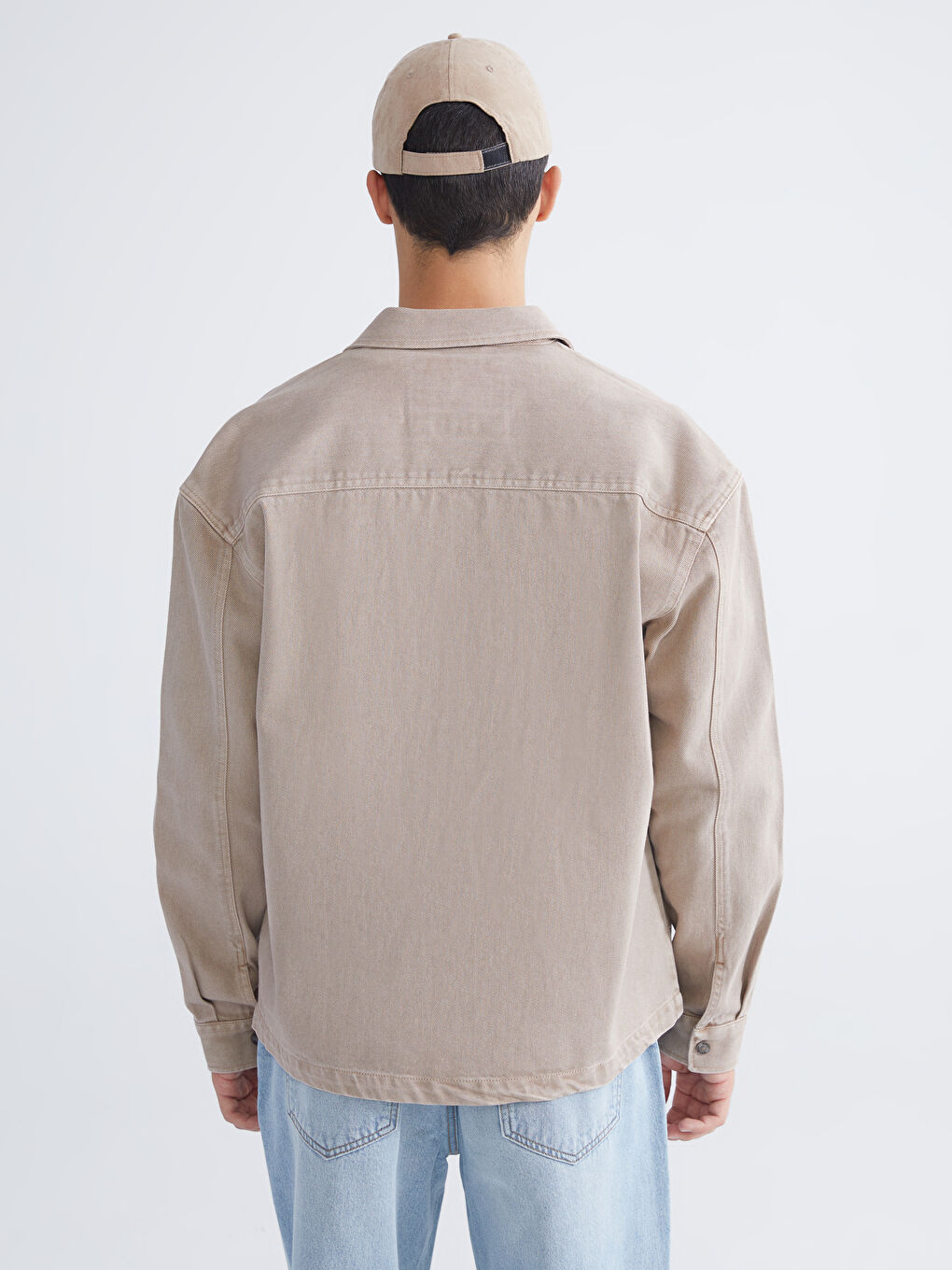 دينيم قميص بني رجل-3