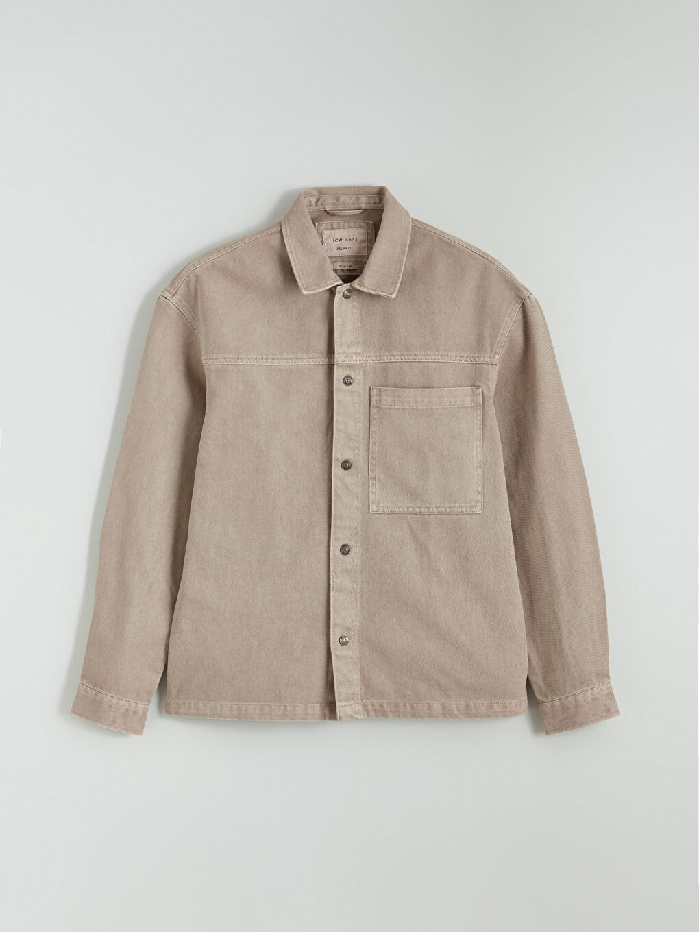 دينيم قميص بني رجل-4