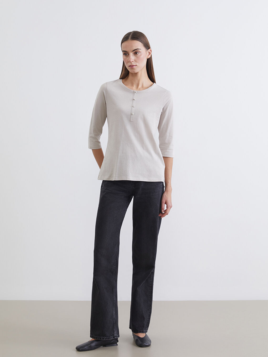 Женщины Серый Футболка-1