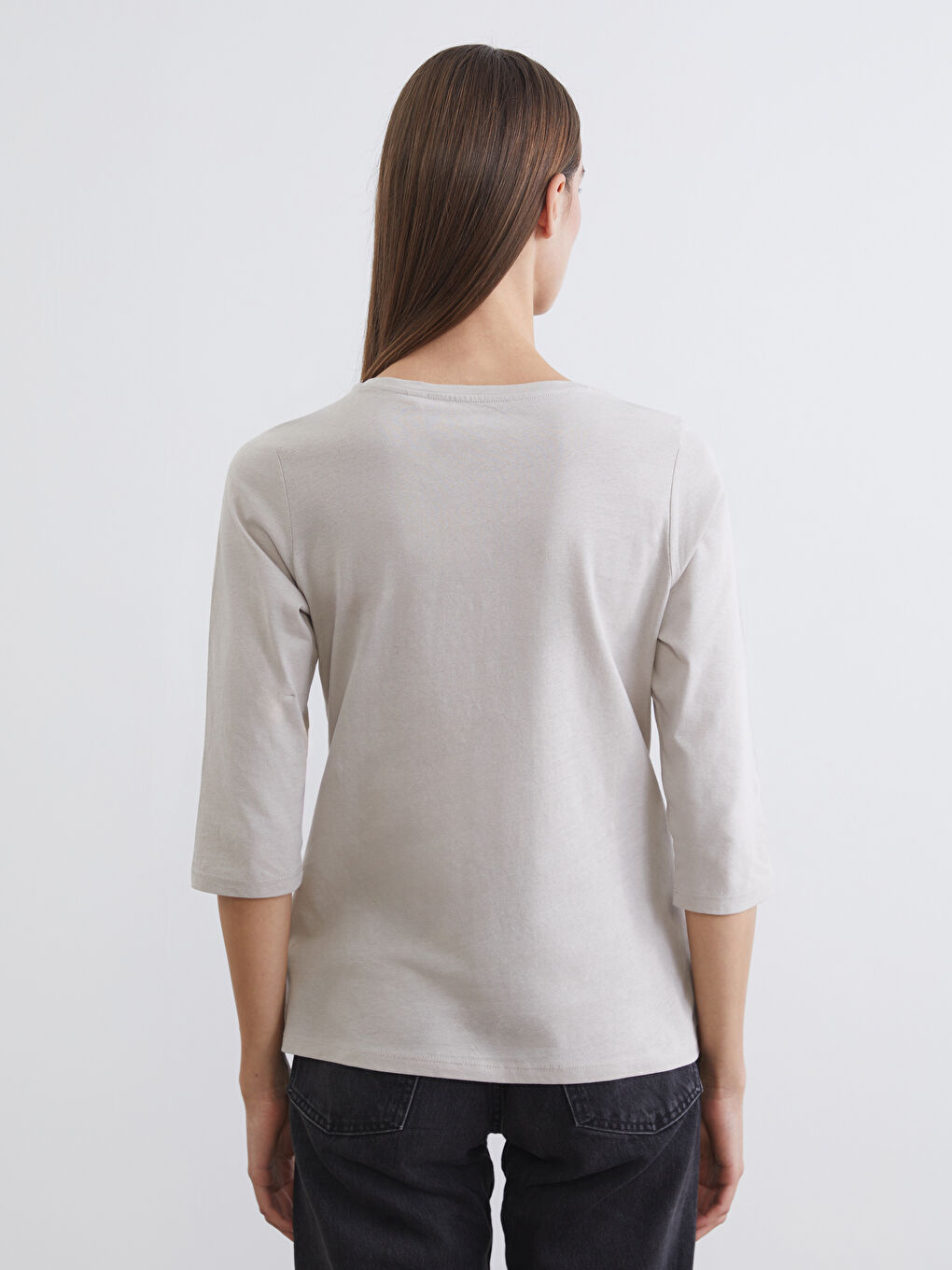 Женщины Серый Футболка-3