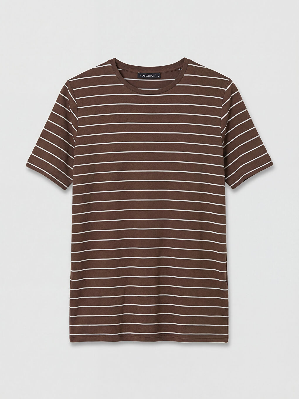 Kahverengi Bisiklet Yaka Çizgili Kadın Tişört