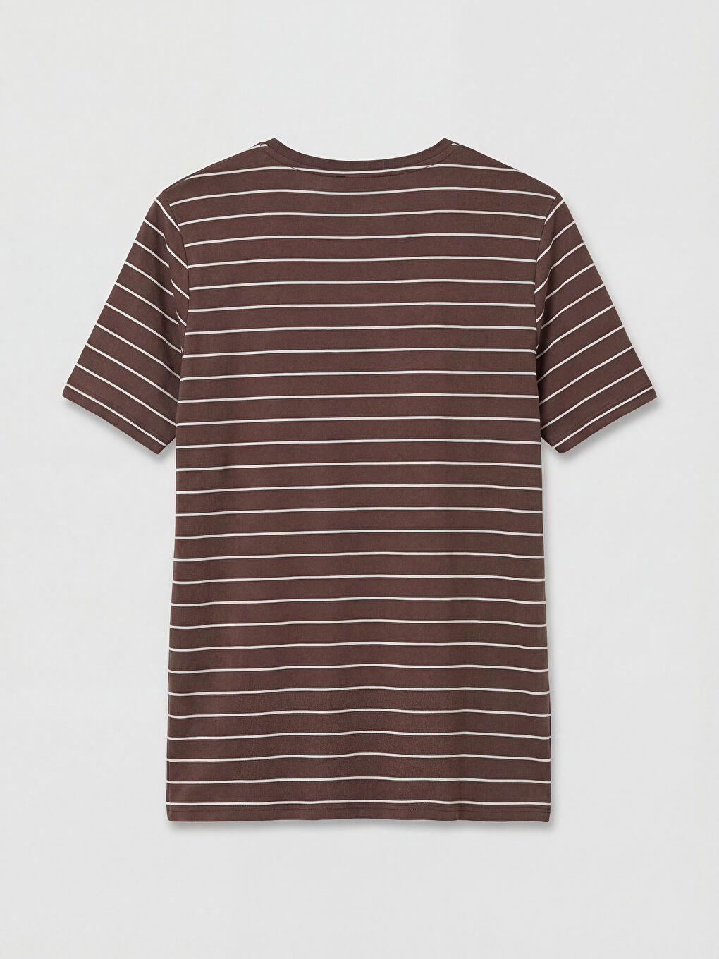 Kahverengi Bisiklet Yaka Çizgili Kadın Tişört-1