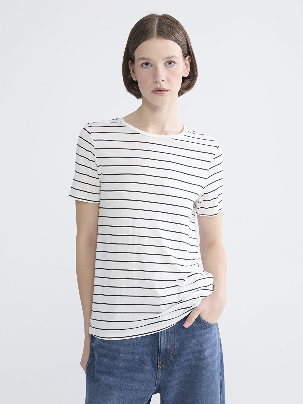 Crew Neck Striped Women's T-Shirt