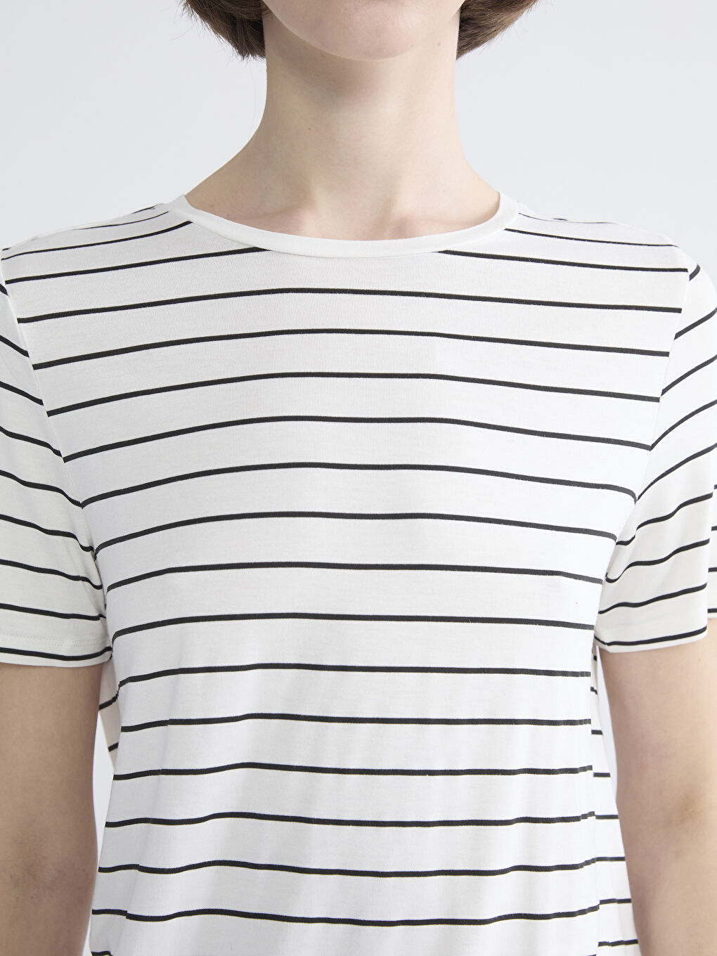 Crew Neck Striped Women's T-Shirt-2