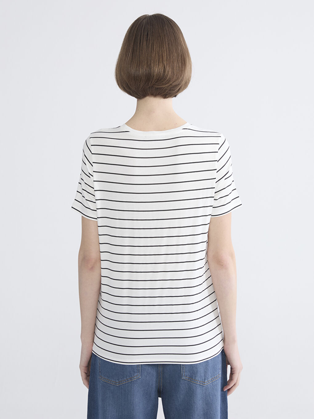Crew Neck Striped Women's T-Shirt-3