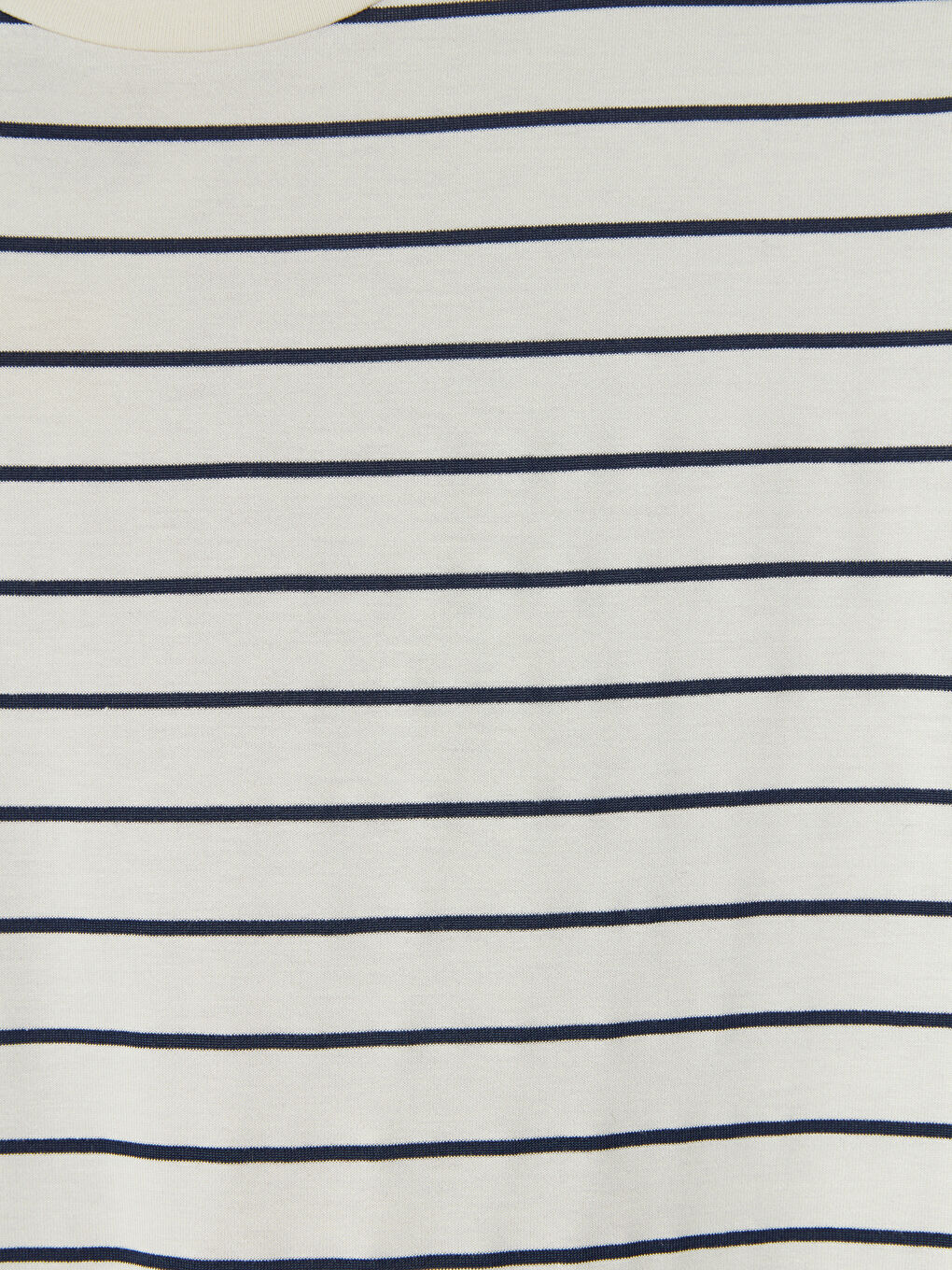Ekru Bisiklet Yaka Çizgili Kadın Tişört-2