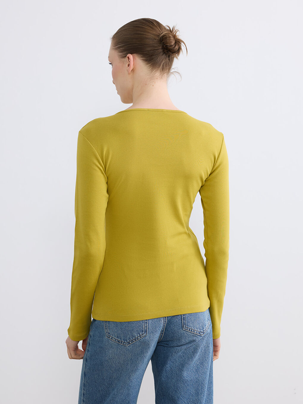 Yeşil Bisiklet Yaka Kadın Body-3