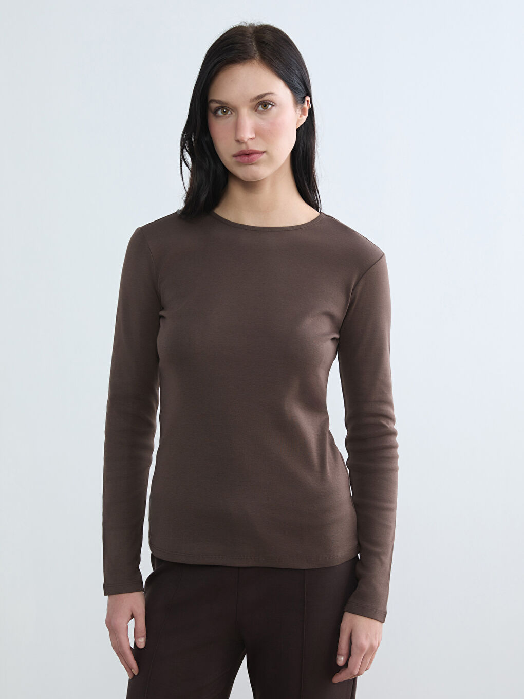 Kahverengi Bisiklet Yaka Kadın Body	