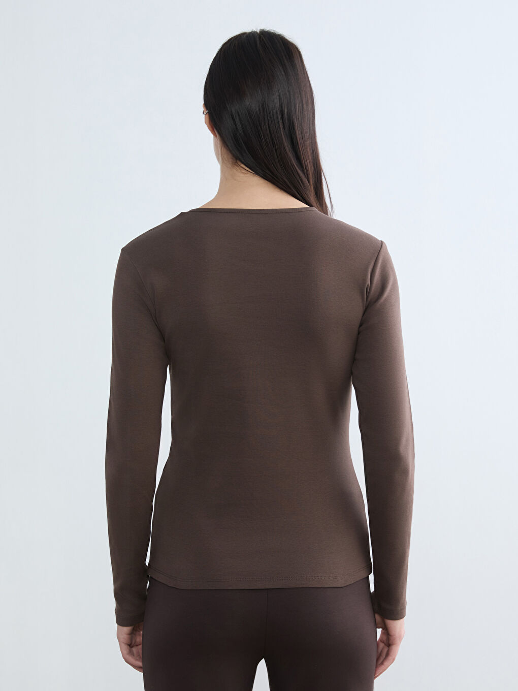 Kahverengi Bisiklet Yaka Kadın Body	-3