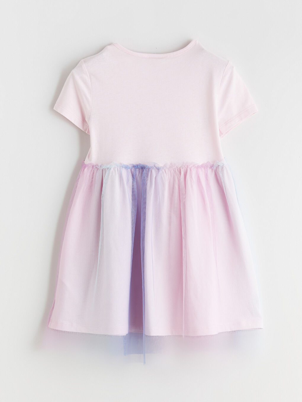 Pembe Bisiklet Yaka Baskılı Kız Çocuk Prenses Elbisesi-2