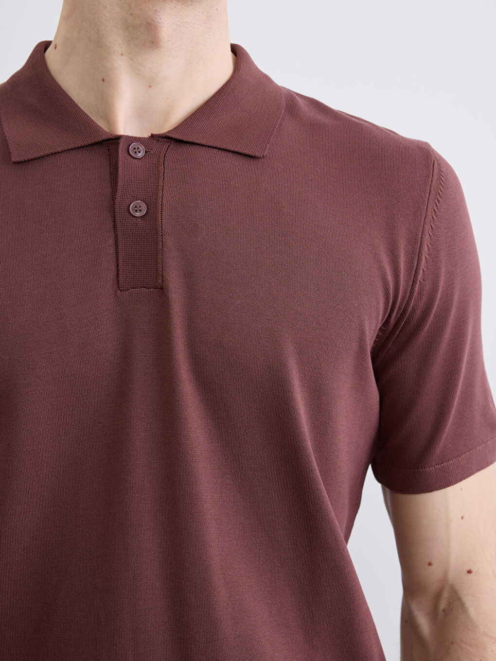 Kahverengi Polo Yaka Erkek Triko Kazak-2