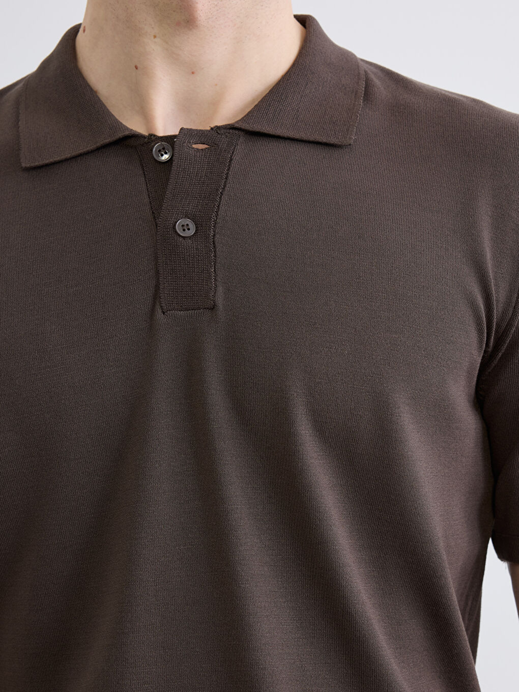 Kahverengi Polo Yaka Erkek Triko Kazak-2