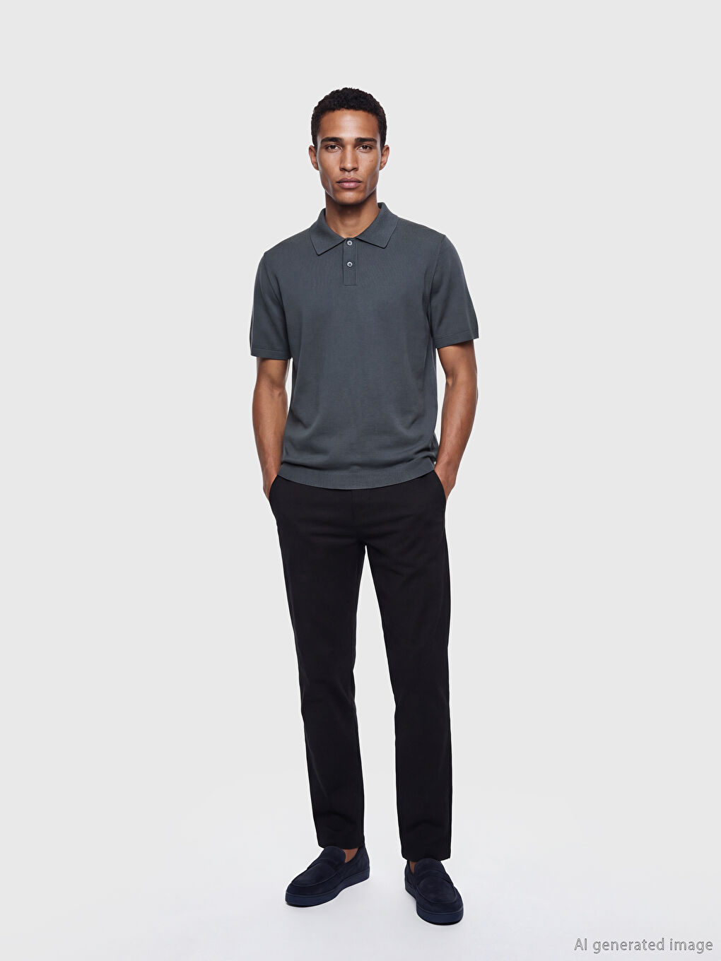 Mavi Polo Yaka Erkek Triko Tişört-1