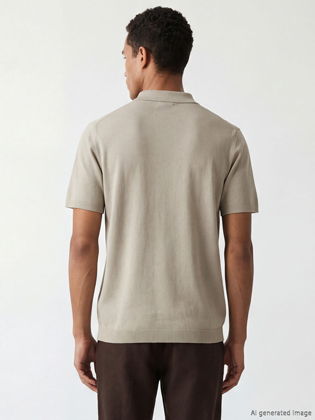 Kahverengi Polo Yaka Erkek Triko Kazak-3