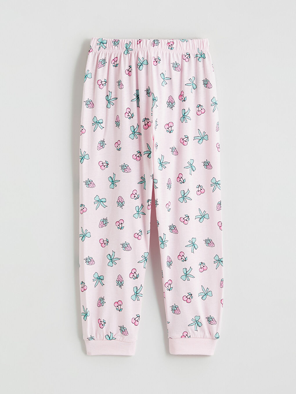 Pembe Bisiklet Yaka Kız Çocuk Pijama Takımı-3