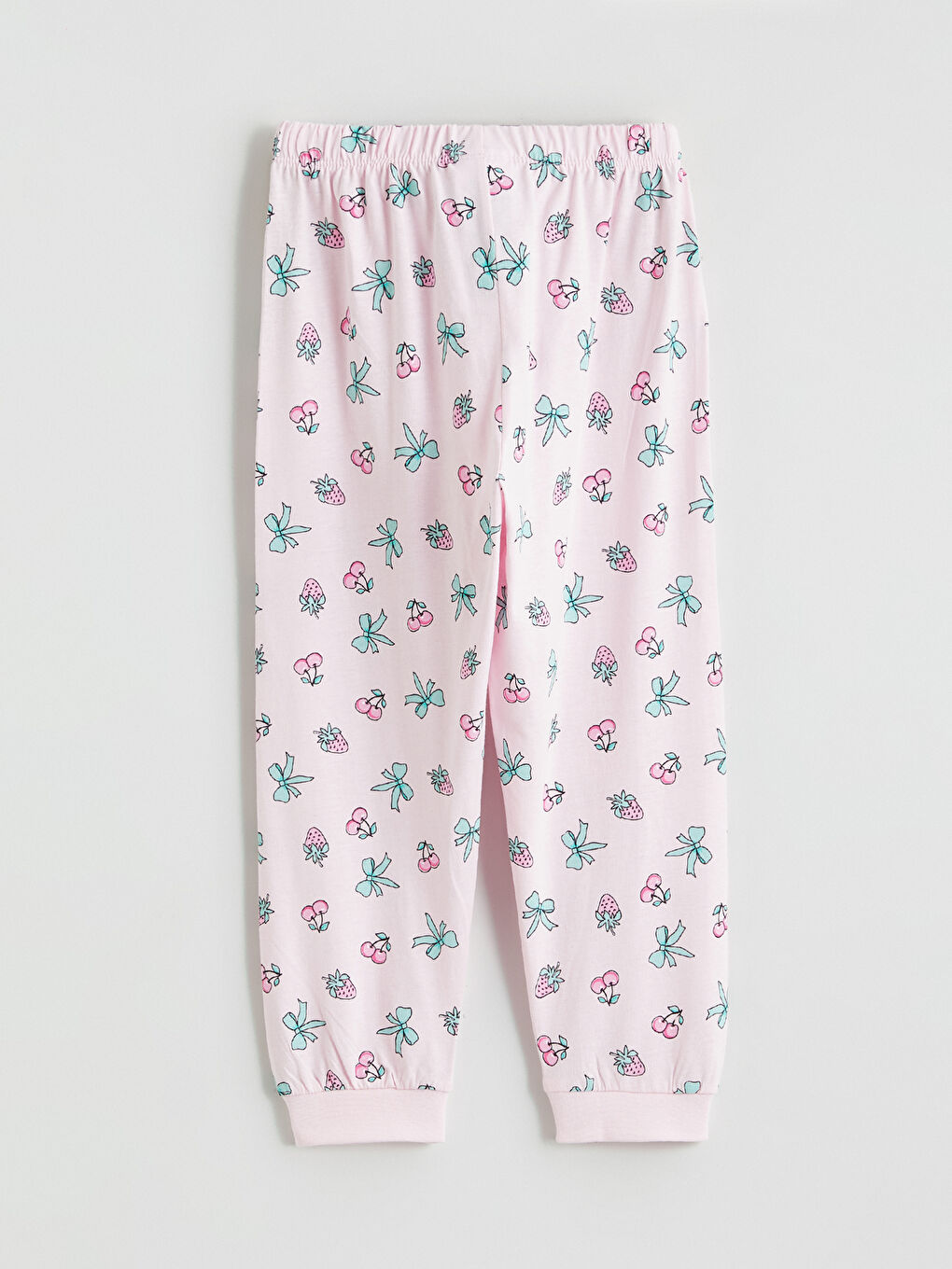 Pembe Bisiklet Yaka Kız Çocuk Pijama Takımı-5