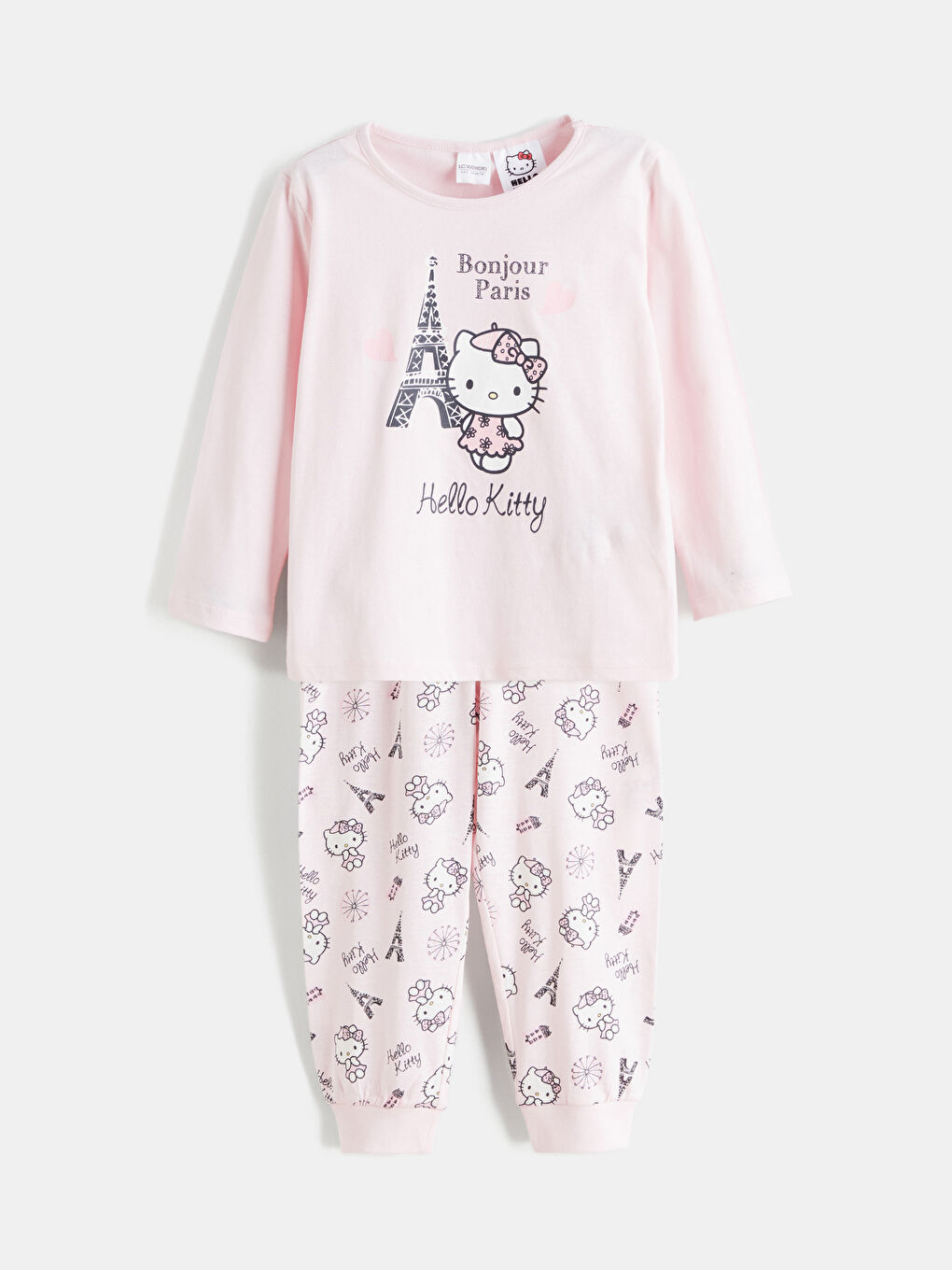 Pembe Hello Kitty Baskılı Kız Çocuk Pijama Takımı