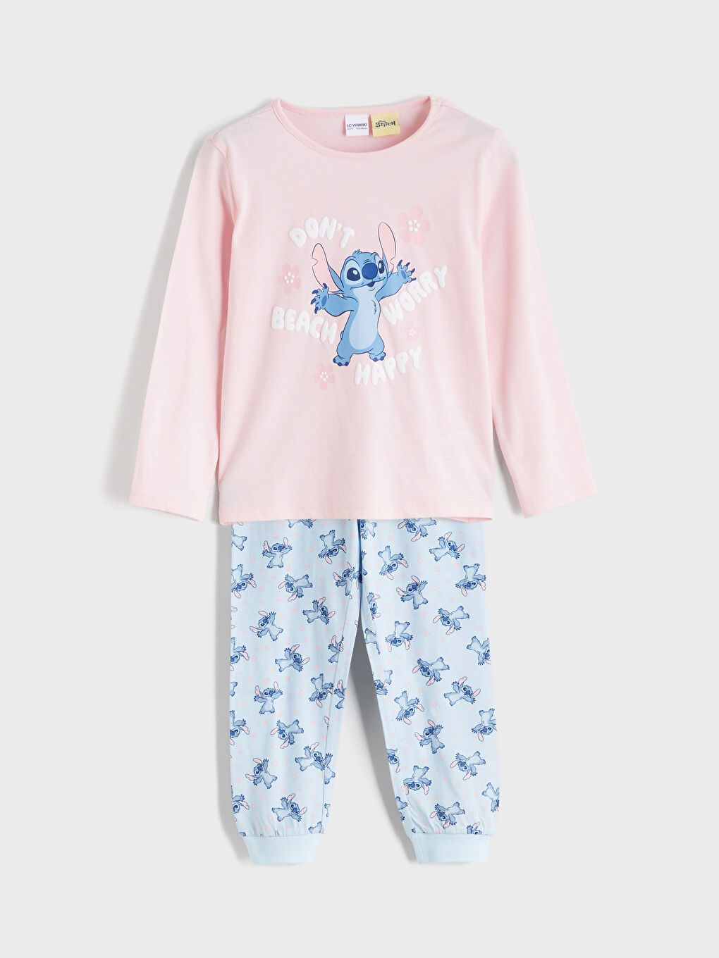 Stitch Baskılı Kız Çocuk Penye Pijama Takımı