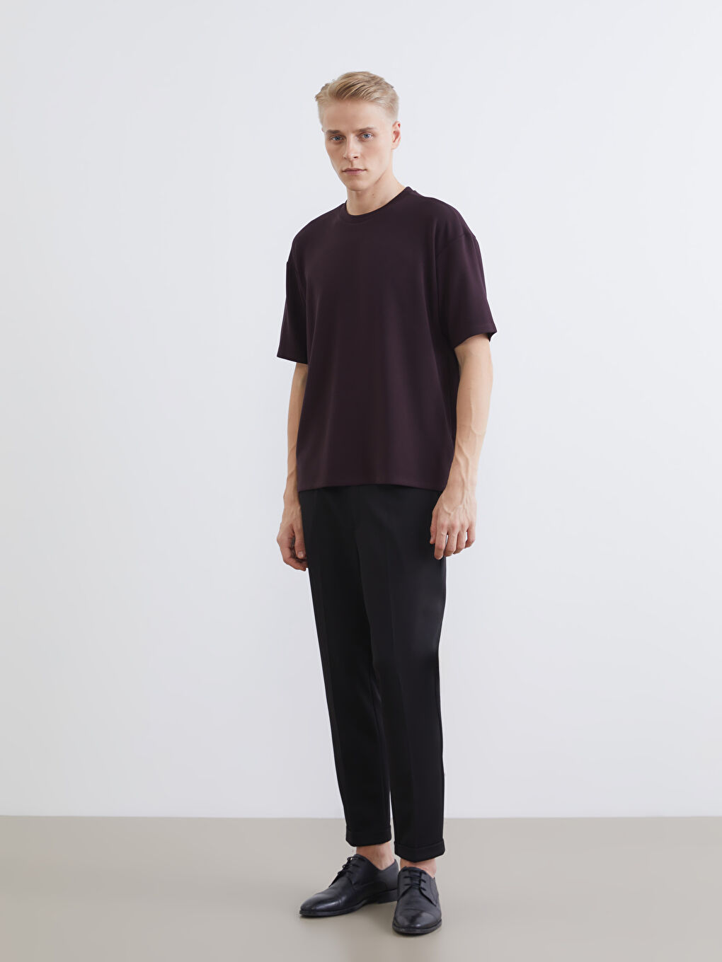 Mürdüm Bisiklet Yaka Erkek Tişört-1