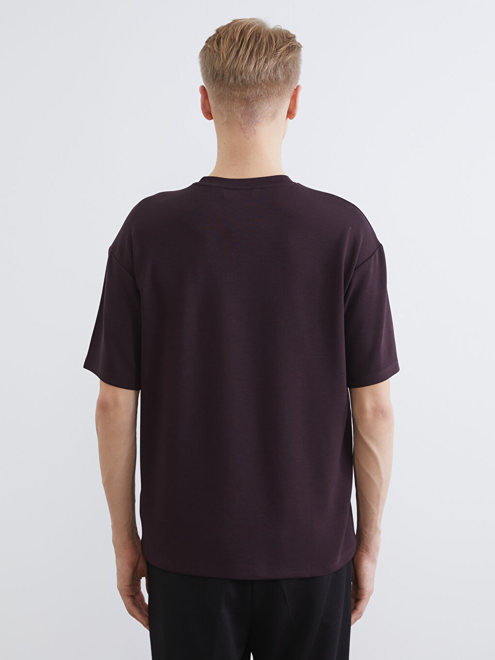 Mürdüm Bisiklet Yaka Erkek Tişört-3