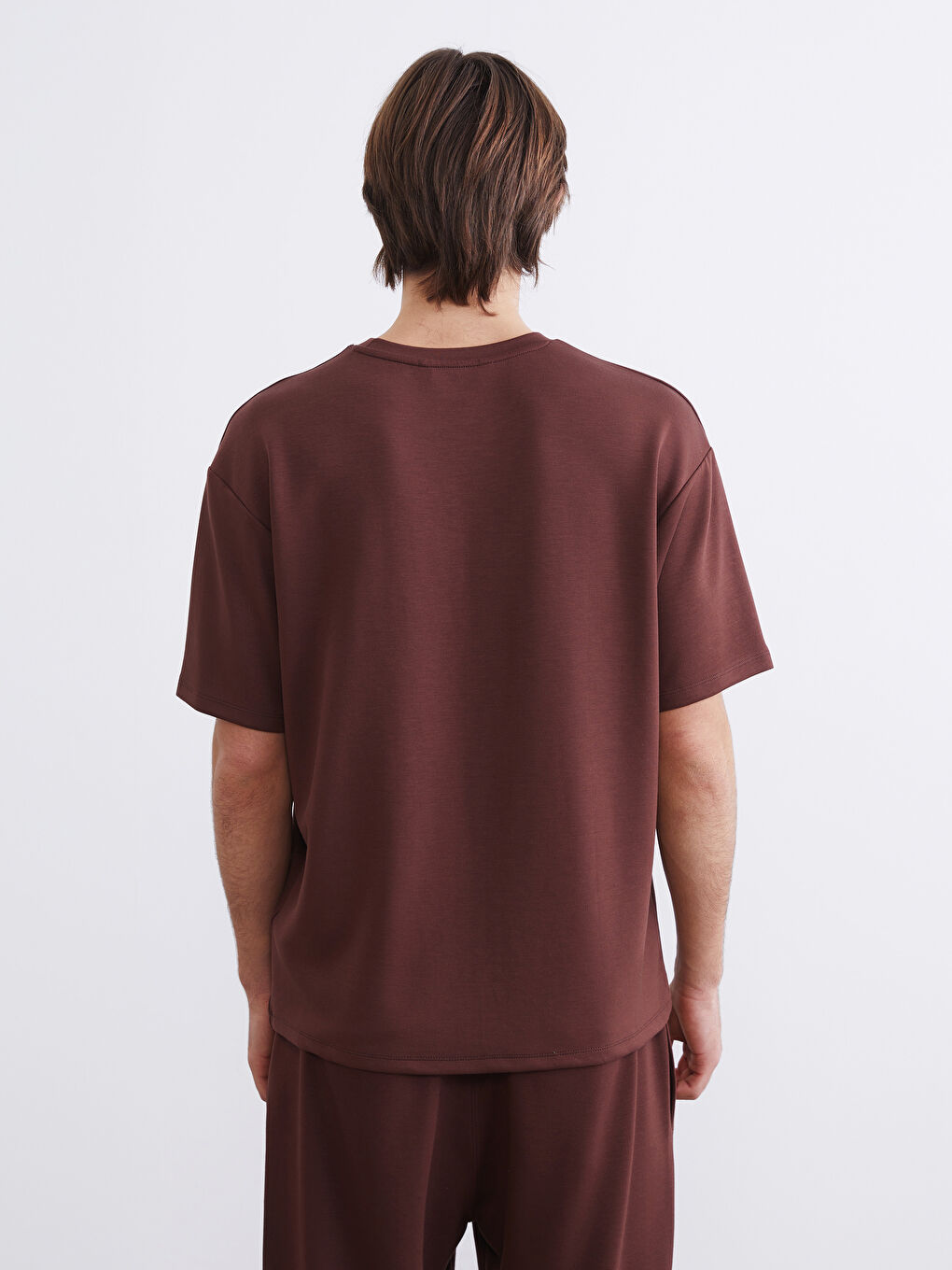 Kahverengi Bisiklet Yaka Erkek Tişört-3