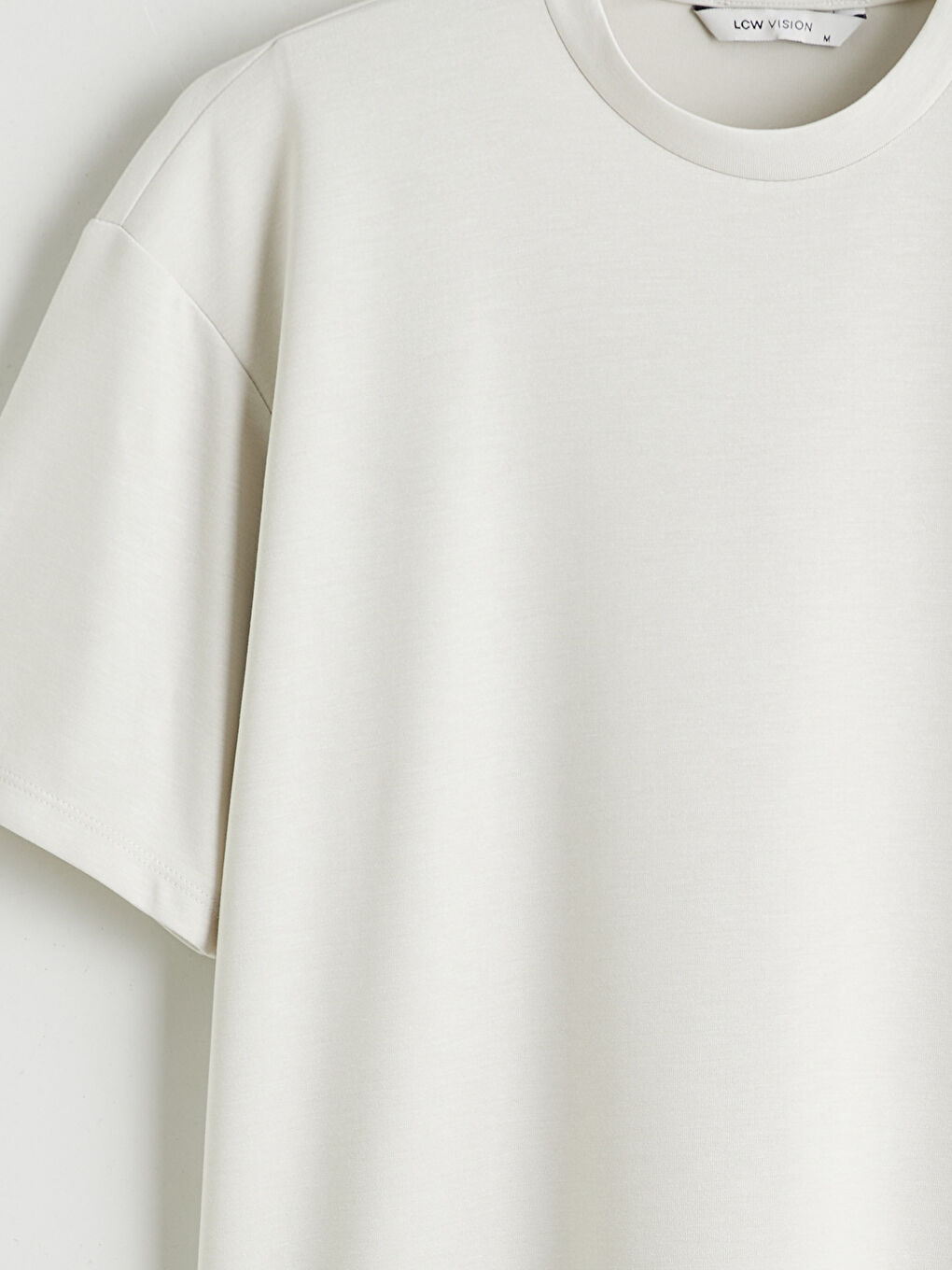 Bej Bisiklet Yaka Erkek Tişört-5