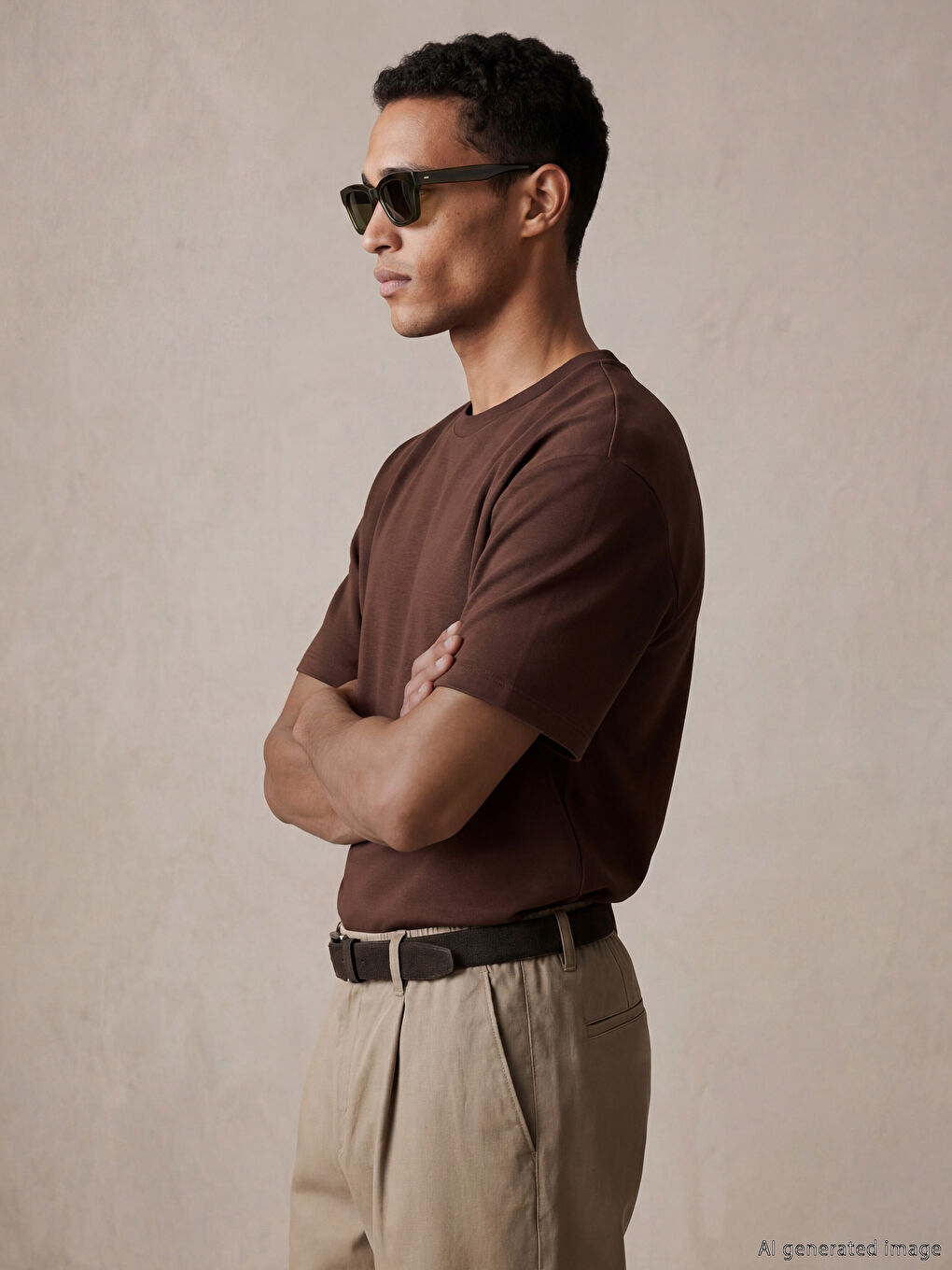 Kahverengi Loose Fit Basic Soft Touch Tişört