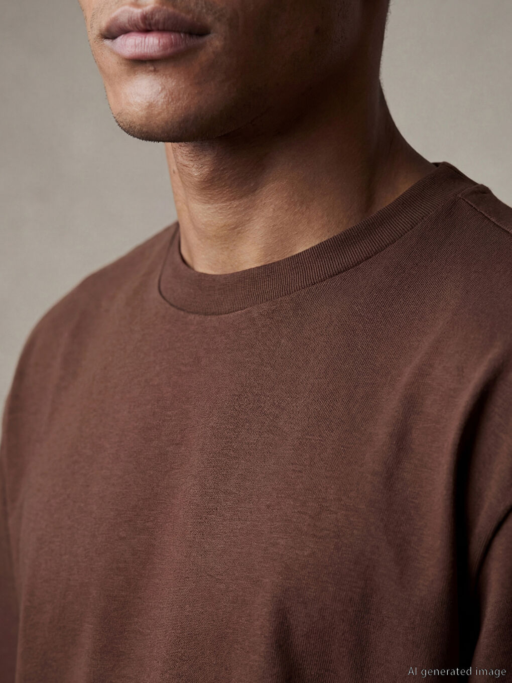 Kahverengi Loose Fit Basic Soft Touch Tişört-2