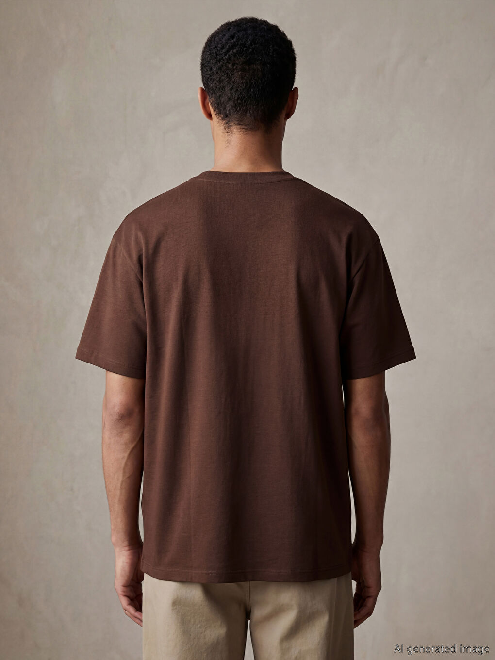 Kahverengi Loose Fit Basic Soft Touch Tişört-3