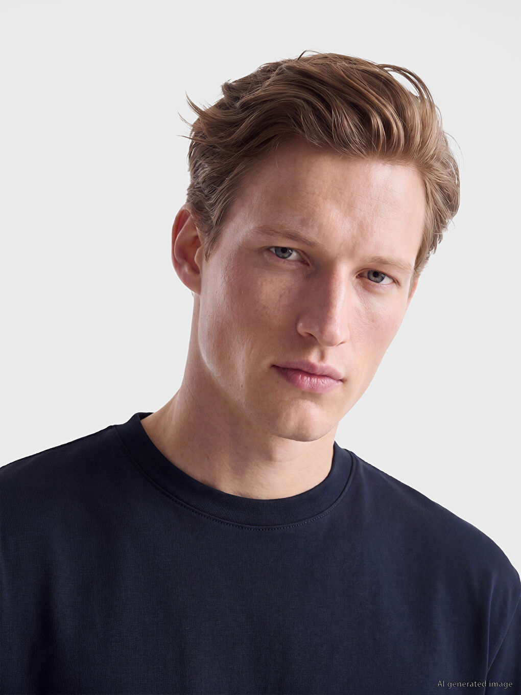 Lacivert Loose Fit Basic Soft Touch Tişört
