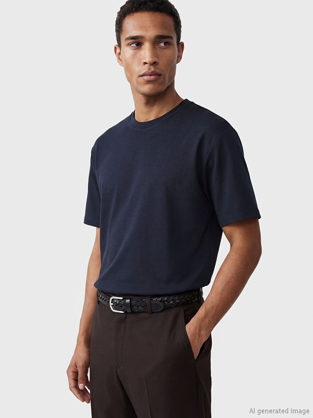 Lacivert Bisiklet Yaka Soft Touch Erkek Tişört