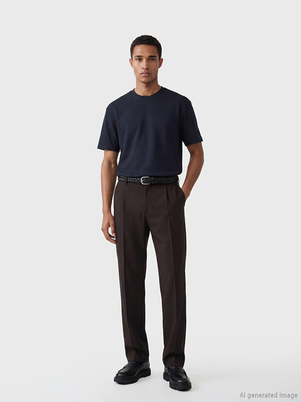 Lacivert Bisiklet Yaka Soft Touch Erkek Tişört-1